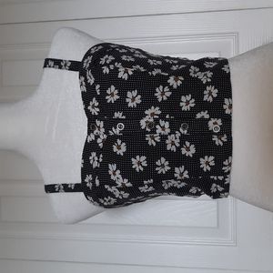 Xhilaration Tank Top, black w/ flower background.